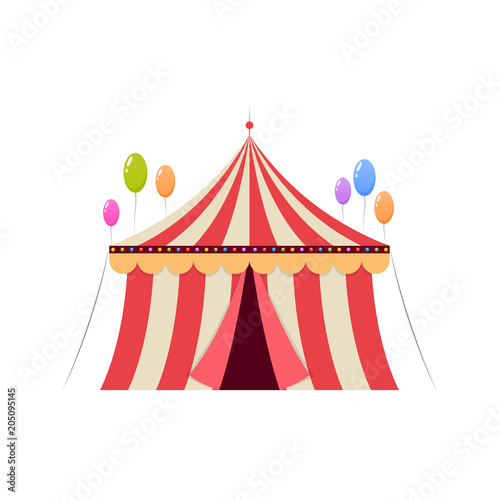 Circus building, circus tent awning, with balls, shapito.