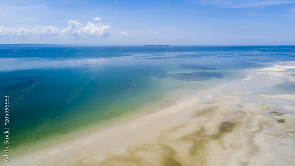 Aerial view of equatorial sea shore