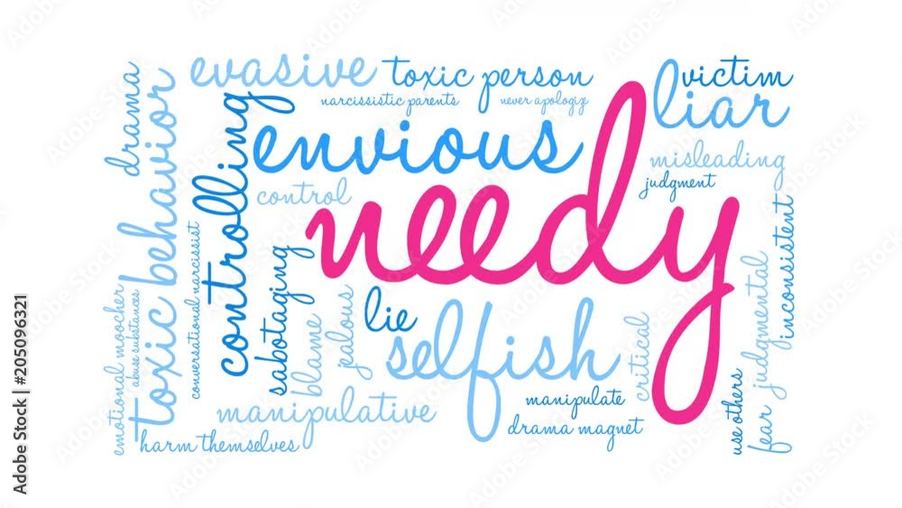 Needy animated word cloud on a white background. Needy animated word cloud on a white background.