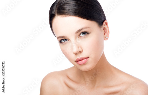 Closeup beauty portrait of young woman with sensual look