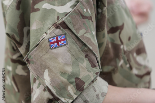 British flag on a RAF soldier uniform