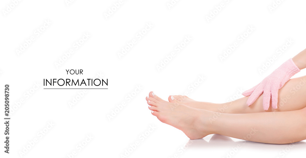 Female feet legs bath sponge glove massage beauty pattern Female feet legs bath sponge glove massage beauty pattern