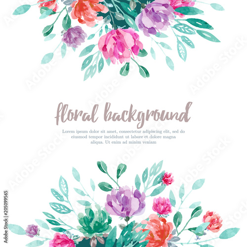Sweet floral background in watercolor style