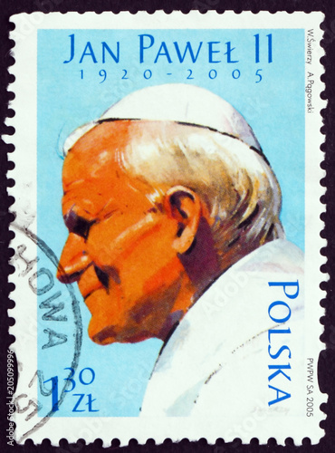 Postage stamp Poland 2005 Pope John Paul II photo