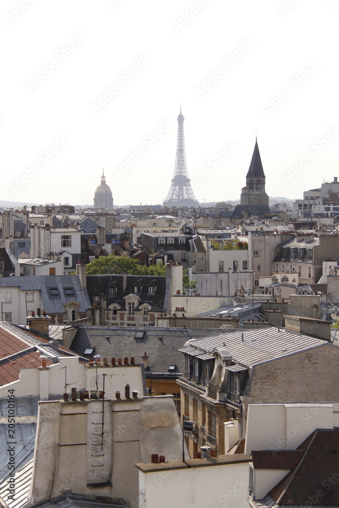 La Tour Eiffel vue depuis un toit d'immeuble à Paris