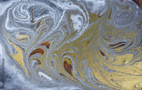 Marble abstract acrylic background. Blue marbling artwork texture. Agate ripple pattern.
