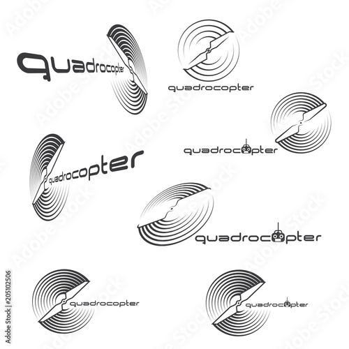 an illustration consisting of several images of a quadrocopter propeller in the form of a symbol or logo