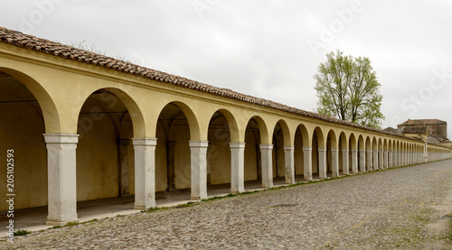 arches of santa Maria covered walkway on Mazzini street  Comacchio  Italy