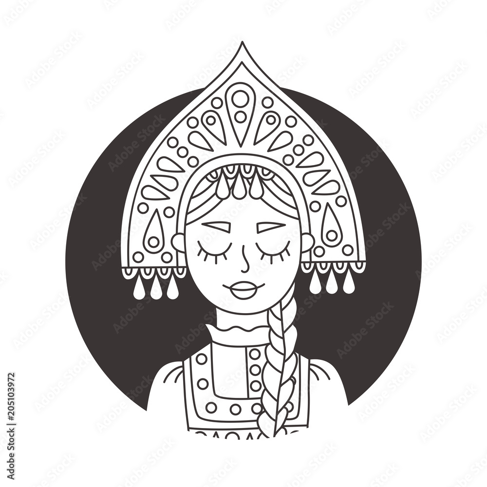 Russian Woman In Traditional Clothes Portrait Vector Illustration Stock Vector Adobe Stock Russian Woman In Traditional Clothes Portrait Vector Illustration Stock Vector Adobe Stock
