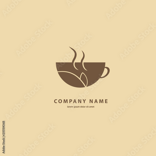 Vector stock logo, abstract sign of cafe, vector template of cafeteria and bistro.