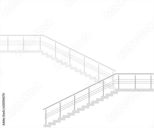 Modern staircase on white background. Modern building. Vector graphics
