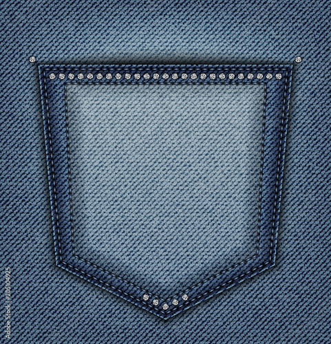 Jeans pocket with spangles
