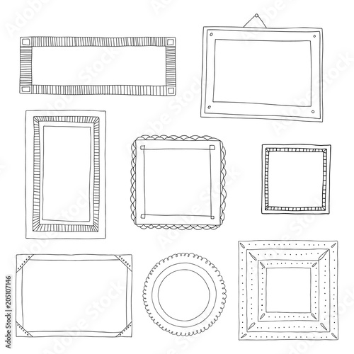 Decorative set template photo frames isolated on white background. Scrapbook or digital concept. These photo frames you can use for kids picture or your love story. Vector illustration.