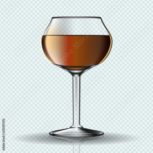 Glass of cognac on transparent background