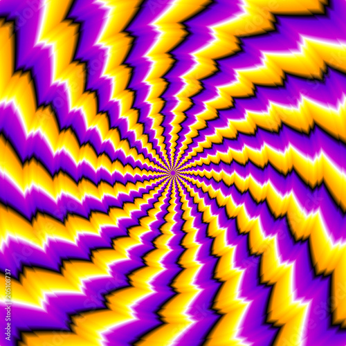 Abstract yellow and purple background. Spin illusion.