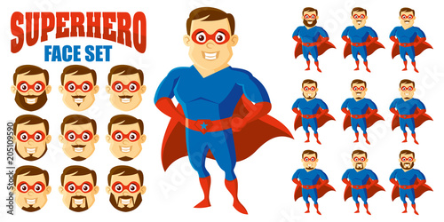 Superhero Face Set Cartoon character