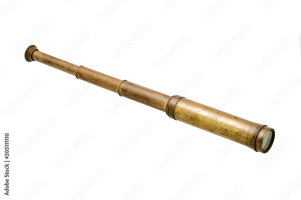 antique monocular telescope isolated on white background antique monocular telescope isolated on white background