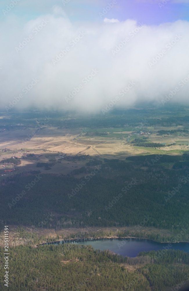 Clouds and forest landscape near Stockholm Arlanda