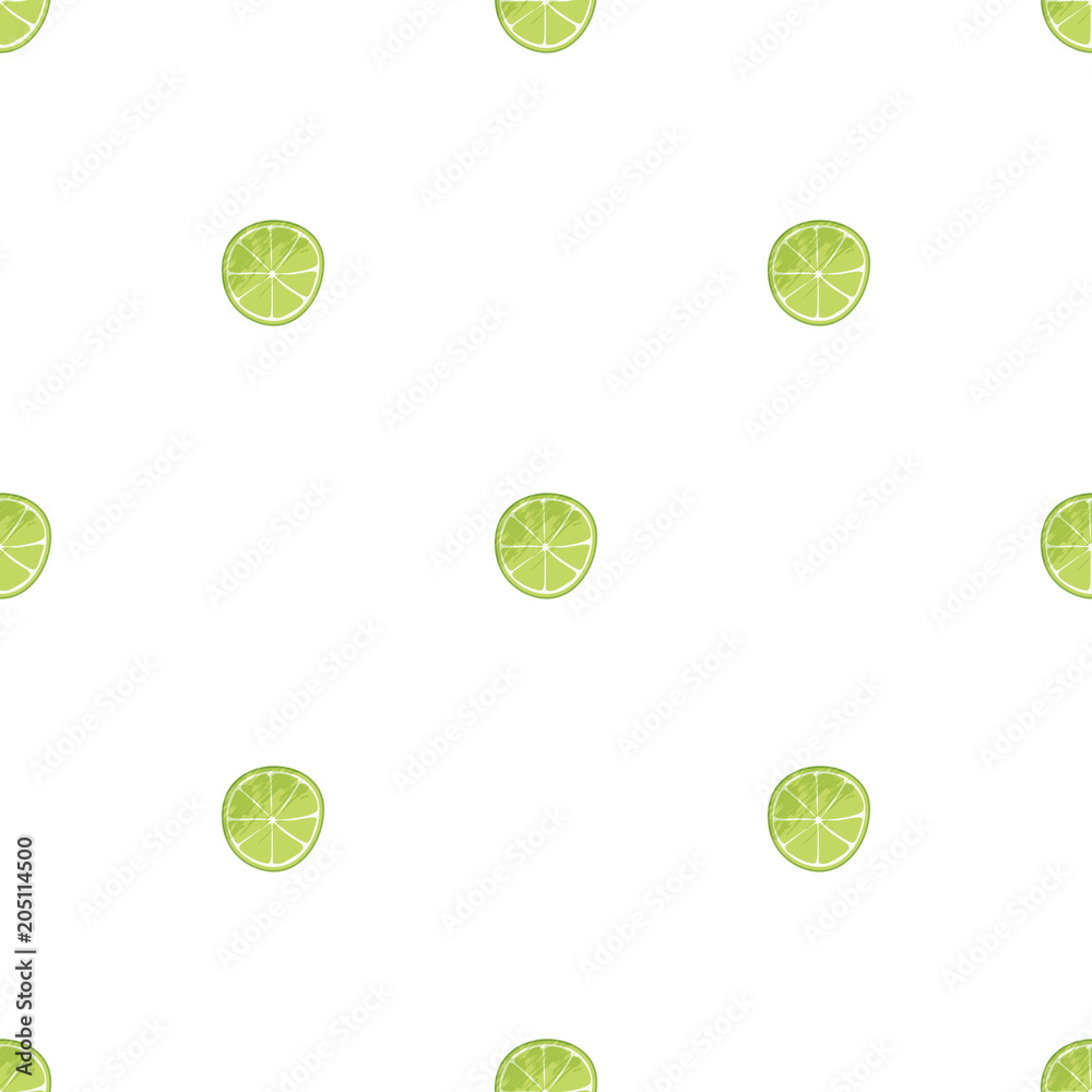 Seamless pattern with lime slices