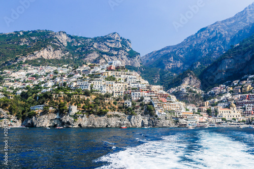 Positano town of Amalfi coast and Tyrrhenian sea, Italy