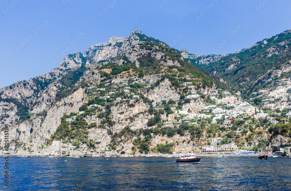 Positano town of Amalfi coast and Tyrrhenian sea, Italy