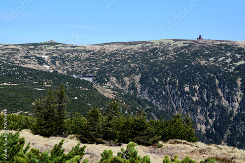 Riesengebirge, Blick von der Goldhöhe zu Elbfall- und Schneegrubenbaude