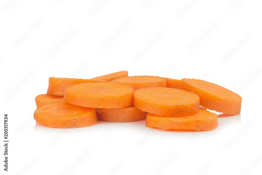 carrot sliced isolated on white background carrot sliced isolated on white background