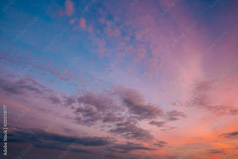 Obraz premium Sky, Bright Blue, Pink And Purple Colors Sunset