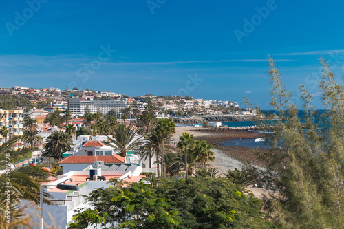 Blick   ber den Strand  San Agustin Gran Canaria