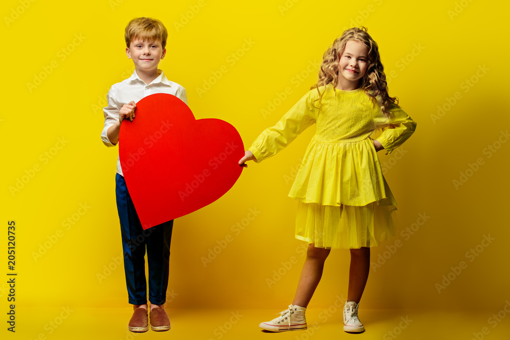 kids with red heart