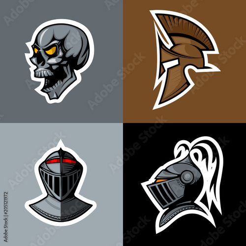 Skull and Knight Helm logo set.