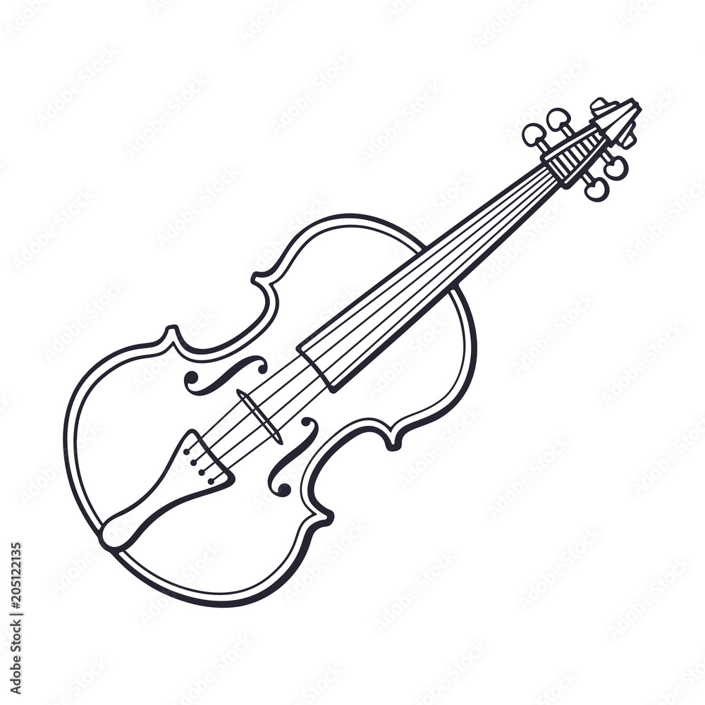 Obraz premium Doodle of classic violin without a bow