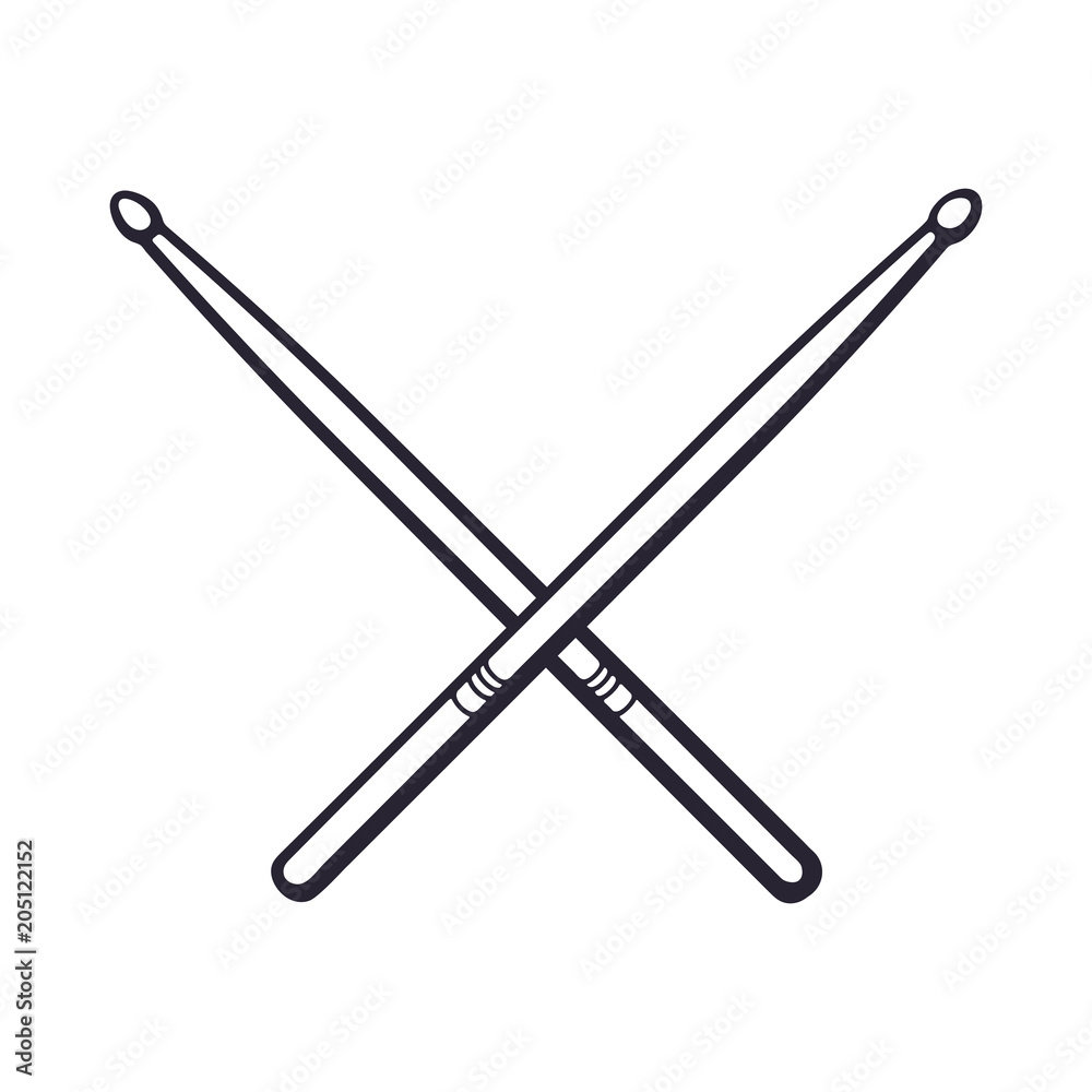 Naklejka premium Doodle of crossed drumsticks