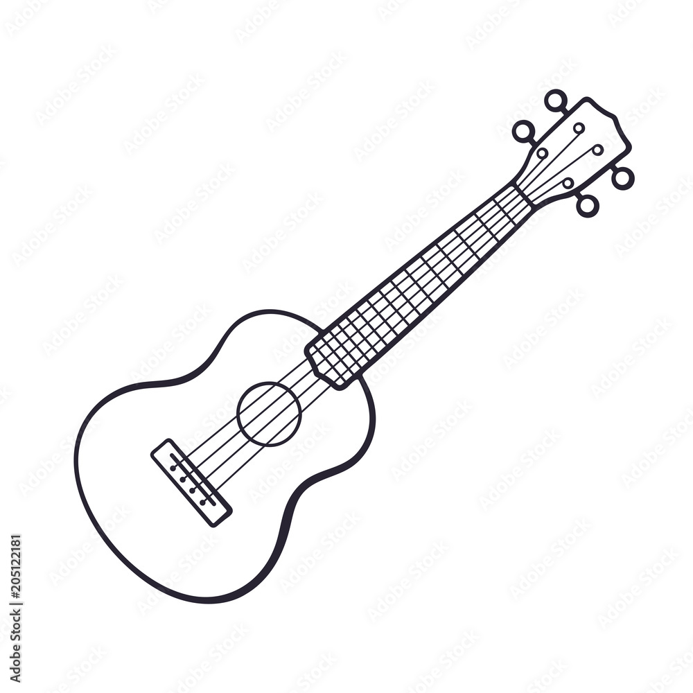 Naklejka premium Doodle of small classical guitar