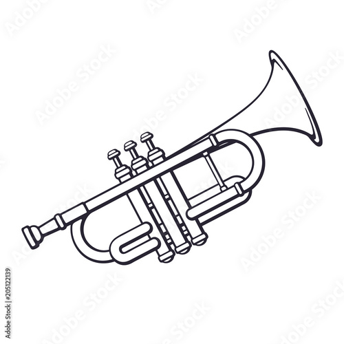 Doodle of classical music wind instrument trumpet