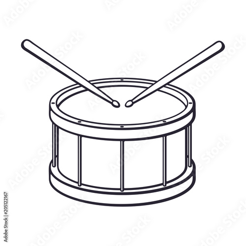 Stampa su tela Doodle of classic wooden drum with drumsticks