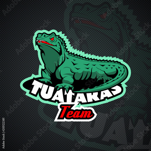 Tuataras, reptile logo template.