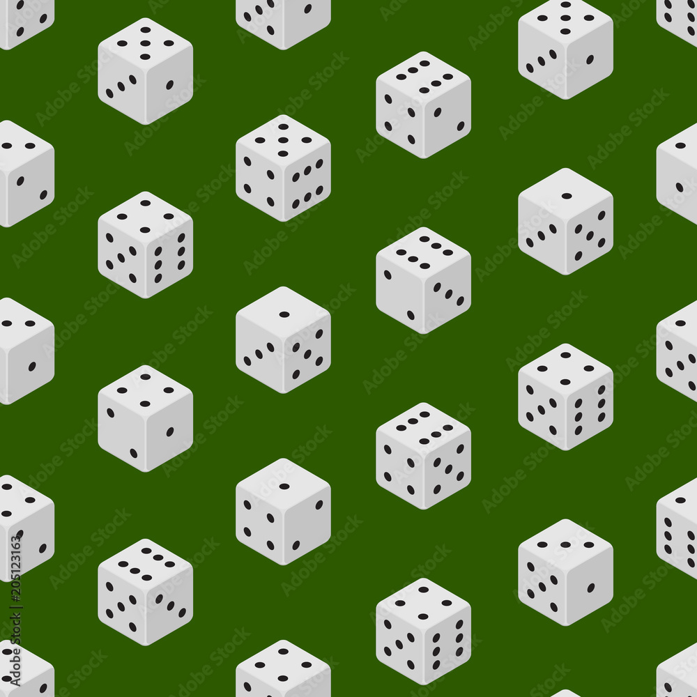 3d Dice Combinations Seamless Pattern Background Isometric View. Vector 3d Dice Combinations Seamless Pattern Background Isometric View. Vector