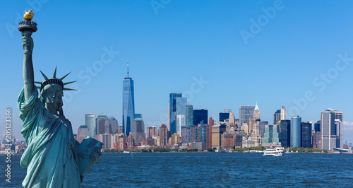 The statue of Liberty with World Trade Center background © yooranpark