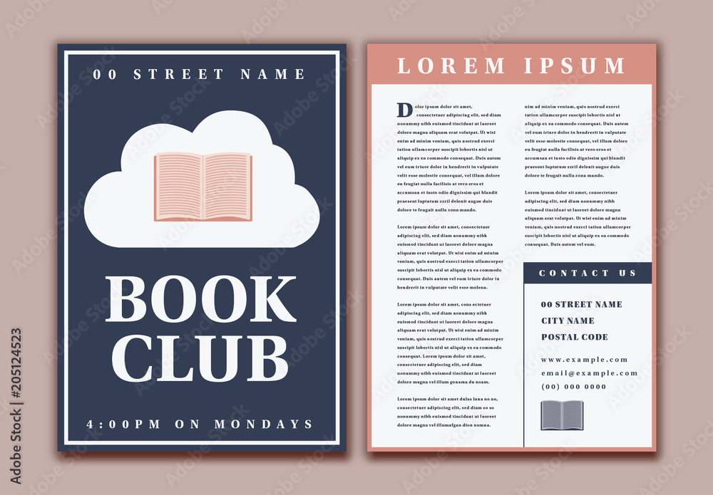 Book Club Flyer Layout Stock Template | Adobe Stock