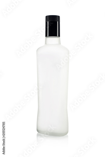 Unlabeled white vodka bottle ready to design on white background