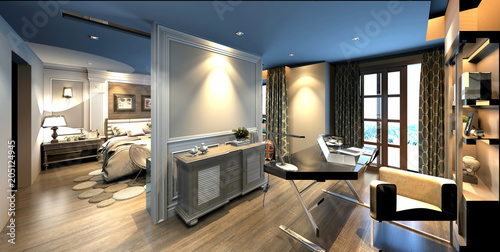 3d render of luxury hotel suite