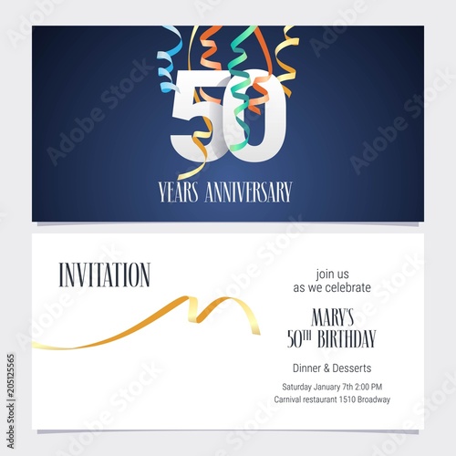 50 years anniversary invitation vector