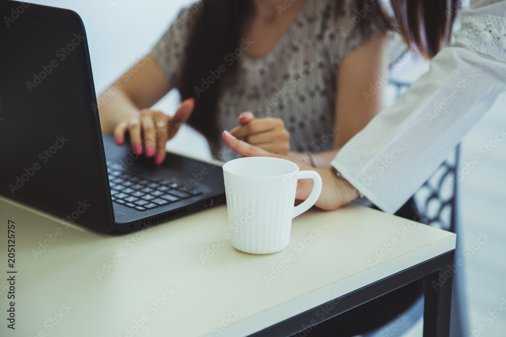 Lunch time, coffee time concept in business at the office Lunch time, coffee time concept in business at the office