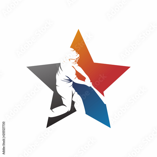 Stars Baseball Logo Vector Silhouette