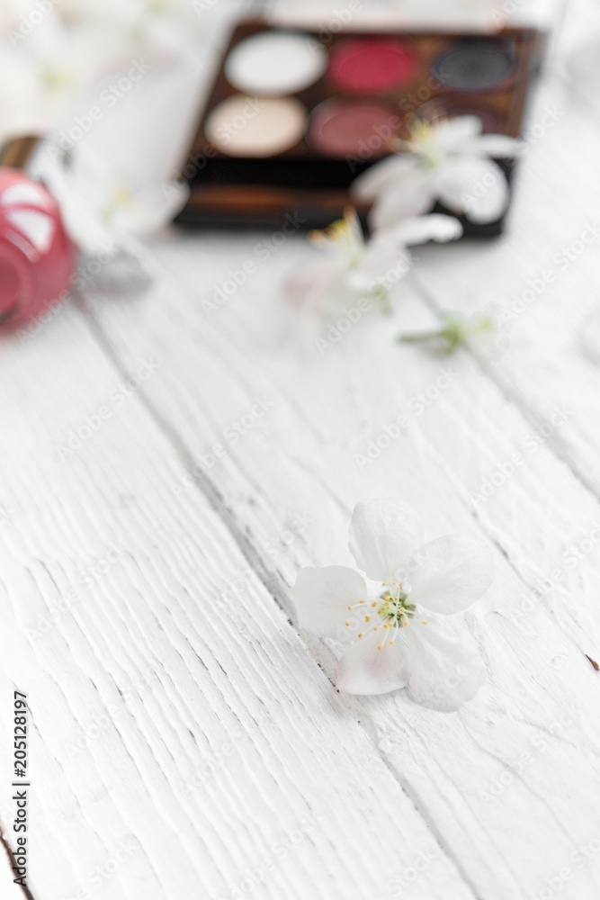 decorative cosmetics on a light background decorative cosmetics on a light background