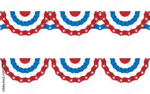Bunting American flags for July 4. Vector