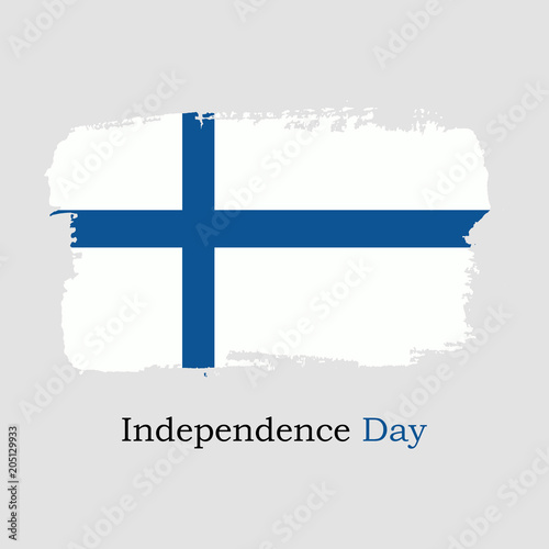 Vector Illustration. Hand draw Finland flag. National Finland banner for design. Independence Day of Finland