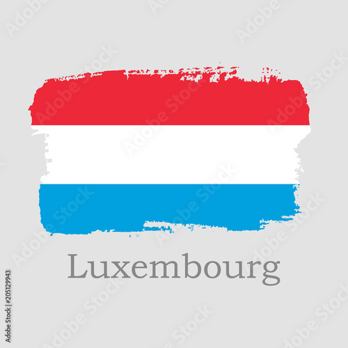 Vector Illustration. Hand draw Luxembourg flag. National Luxembourg banner for design on grey background
