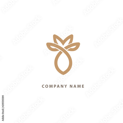 Lotos logo. Wedding icon. Luxury retro emblem. Cosmetics, Spa, Beauty salon, Decoration, Boutique vector logo.